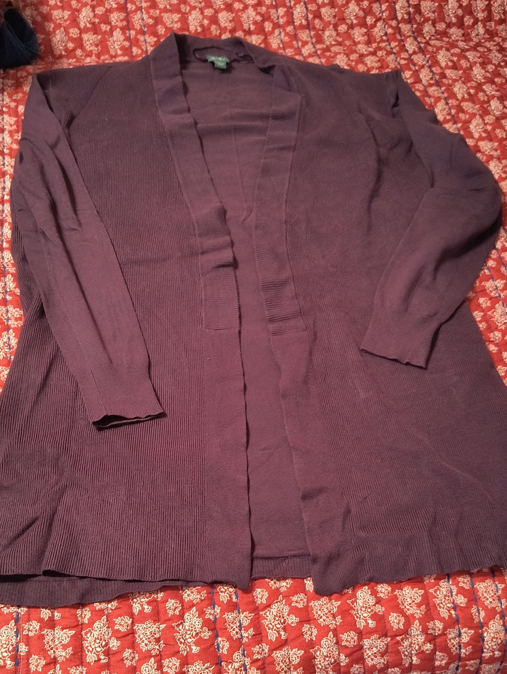 Worthington Open-Front Cardigan in Plum
